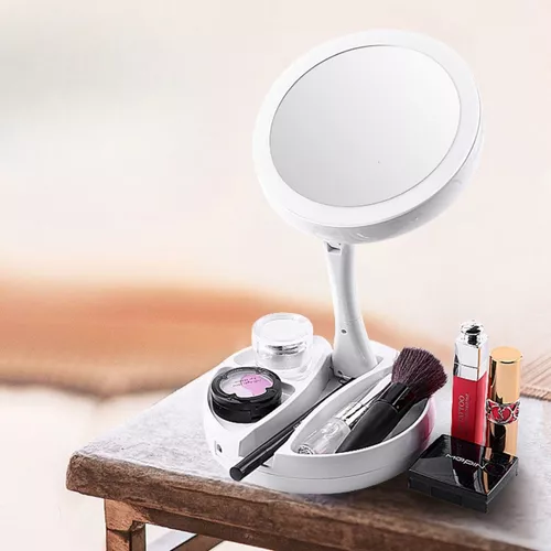 Espejo Con Luz Led Para Maquillaje Plegable Aumento X10 Generico