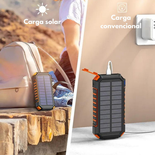 Power Bank Solar 20000mah Batería Portátil Carga Inalambrica
