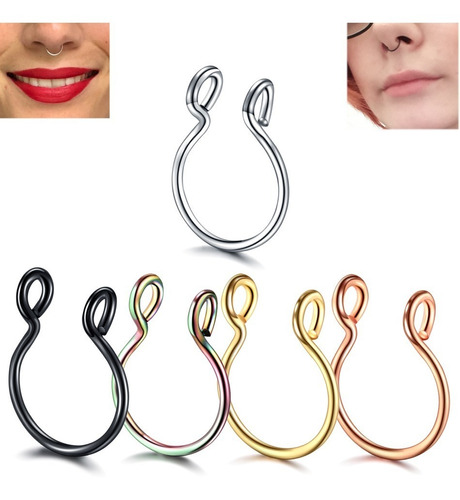 Piercing Para Nariz Argolla Falso Acero Quirurgico Septum