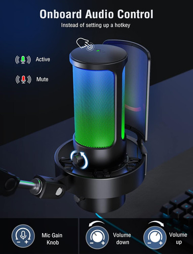 Micrófono Gamer Fifine Ampligame A8 Plus Rgb Negro