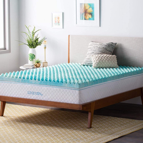 Linenspa Azul Individual Gel Sobrecolchon Memory Foam