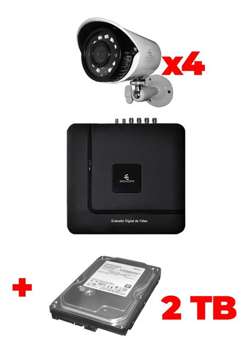 Kit Seguridad Video Vigilancia 4 Camaras Hd Disco Duro 2tb