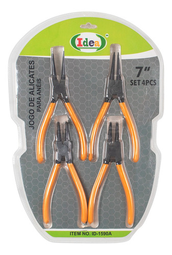 Kit Alicate Extrator De Anéis Bico Curvo E Reto Trava 4pçs