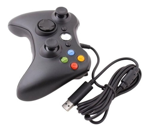 Control Alambrico Para 360 Y Pc Windows Gamepad Color Negro