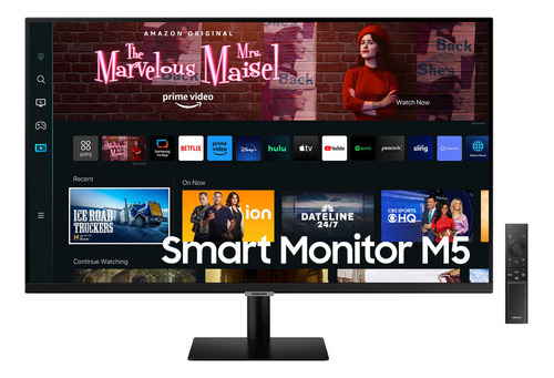 Monitor inteligente Samsung M5 27 pulgadas FHD, pantalla plana, 60 Hz, 4 ms, HDMI, USB, Smart Hub, centro de juegos, AirPlay