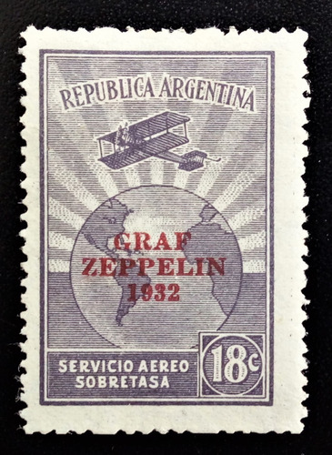 Argentina, Aéreo Gj 721 A 18c Zeppelin Lila 1932 Nvo L15006