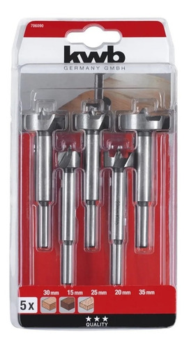 Kit X5 Mecha Madera Broca Forstner Kwb 15,20,25,30,35 Mm