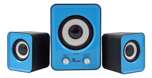 Caixa De Som Bluetooth Subwoofer 2.1 6w Kp-7023 Azul