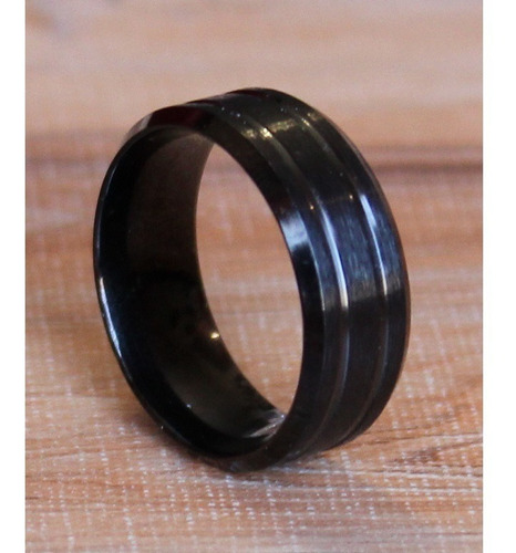 Anillo Acero Negro Hombre Simil Titanio - Acero Quirúrgico