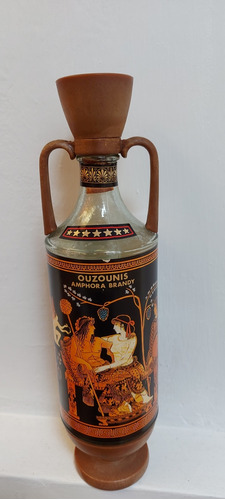 Antigua Botella Griega Ouzounis Amphora Brandy Vacía 30cm