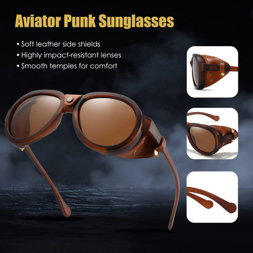 Macjero Gafas De Sol Polarizadas Retro Aviador Steampunk Con