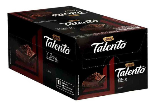 Chocolate Talento Nibs Dark 70% Cacau Caixa C/15 De 75g