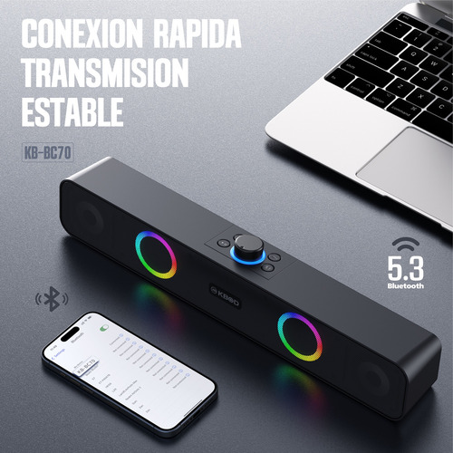 Parlante Kbod Soundbar Kb-bc70 Bluetooth Gamer 10w Rgb