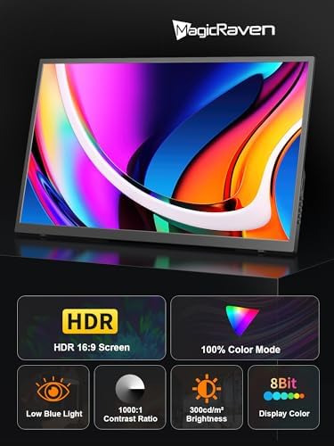 Magicraven Monitor Portátil De 18,5 Pulgadas, Monitor Ips De