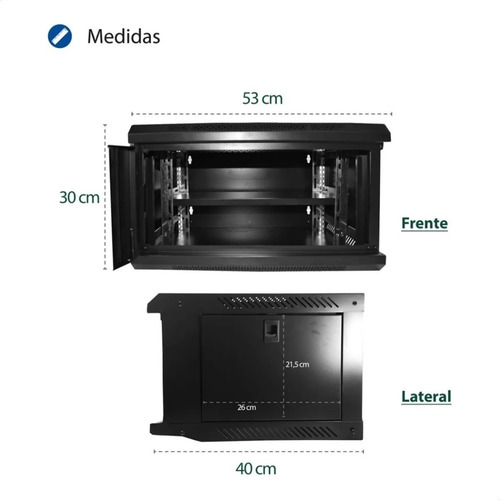 Imagen 2 de 9 de Rack Mural 6 Unidades Minirack Switch Para Pared + Bandeja