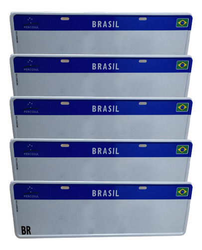 Placa Mercosul Decorativa Padrão Carro Alumínio Kit 5x