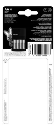 Batería Recargable Duracell 4 Aa Con Cargador /v