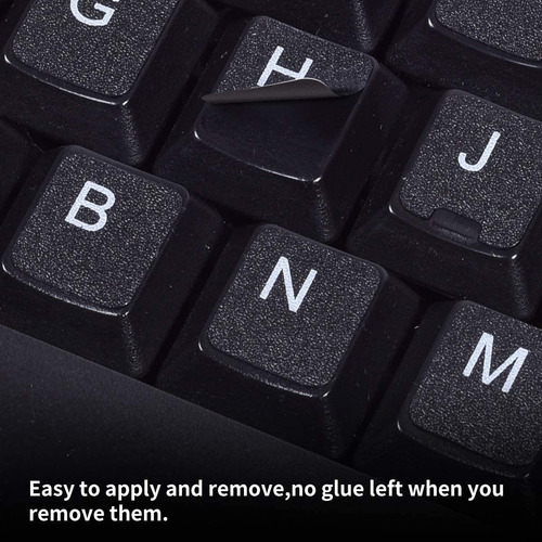 Calcomania Universales Teclado Fondo Negro Con Letras Blanca