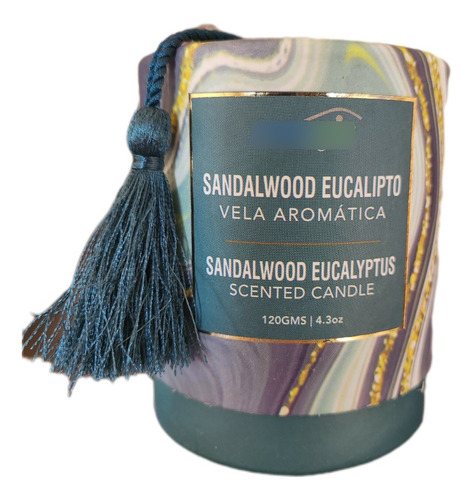 Vela Aromatica Sandalwood Eucalipto Con Borla 120grs