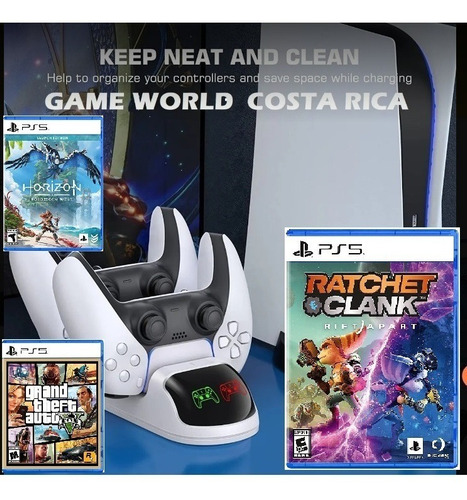 Imagen 2 de 10 de O F E R T A ** Ps5 + 2 Juegos + Cargador * Tienda Game World