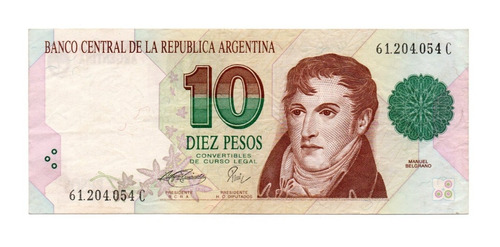 Billete Argentina 10 Pesos Convertibles 1er Dis Bot 3043 Ex-