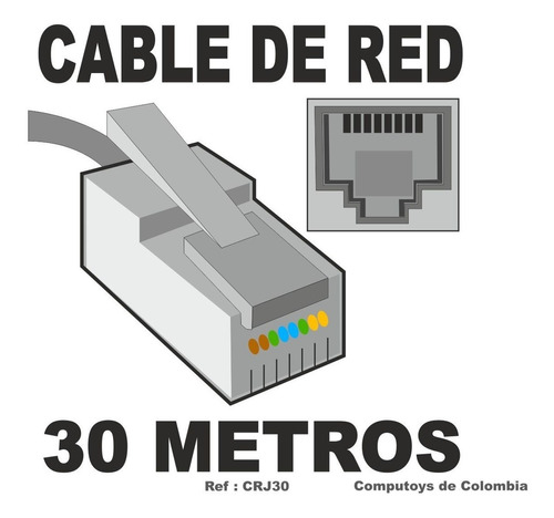 Imagen 1 de 6 de Cable Adaptador Utp Cat 5e 30 Mts Ref: Crj30 Computoys Sas