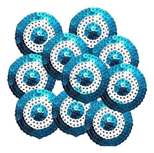 10x Aplique Bordado Con Lentejuelas Escarapela 4cm C/u