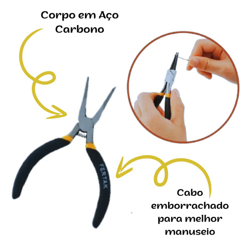 Alicate Bico Redondo Com Mola Mini 4,5'' Emborrachado