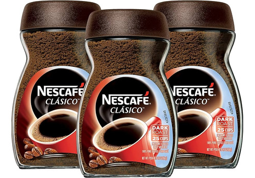 Café Nescafé Clásico Soluble En Grano Molido 200 Gr Pack X3