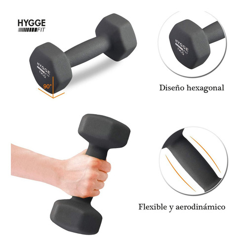 Imagen 4 de 10 de Mancuerna Pesa 1 Kg Recubierta Neoprene Funcional Fitness