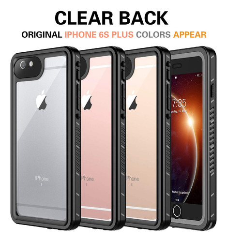 Funda Impermeable Amilifecases Para iPhone 6 Plus/6s Plus Negro/cle