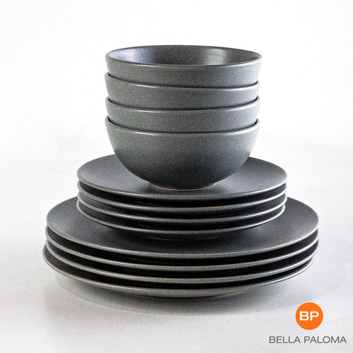Set X12 Piezas Vajilla Platos Playo Postre Bowls Ceramica