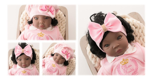 Bebe Reborn Negra Afro Cabelos Cacheados