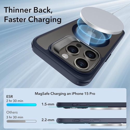 Funda Esr Para Iphone 15 Pro Magsafe Estilo Azul Oscuro Clear Dark Blue Azul