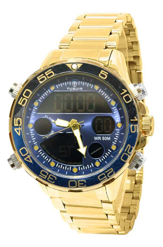 Relógio Masculino Tuguir Anadigi Kt1147-tu Tg30260 - Dourado Fundo Preto