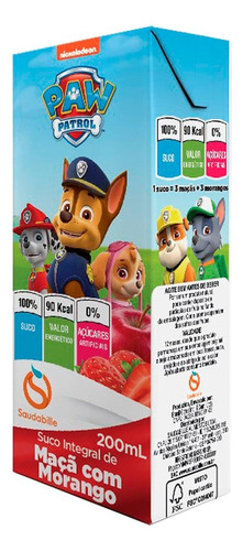 Suco Patrulha Canina Maçã E Morango Saudabille 200ml