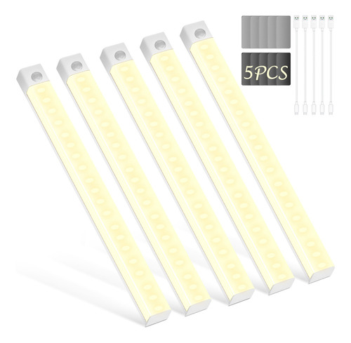 Time4buy 5pzs Con Sensor Movimiento 50cm Luz De Led Clóset Usb 3000k