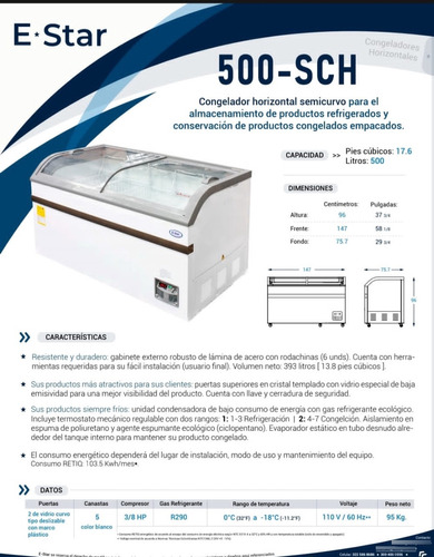 Congelador Horizontal Semicurvo 500-sch