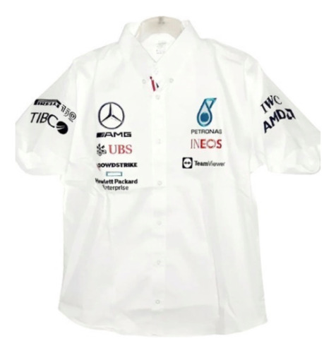 Camisa Escuderia Carreras Formula 1 Mercedes Blanca Hombre 