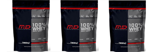 Atacado 3 100% Whey Md Muscle Definition  Protein 900g Refil