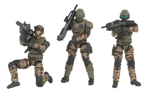 Halo De 3 Figuras De 4 Pulgadas, Marines De Unsc Co. Color Multicolor