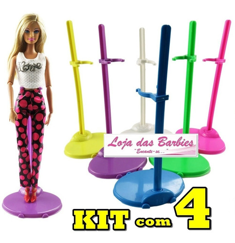 Kit Lote 4 Suporte Coloridos Para Boneca Barbie Susi Ken