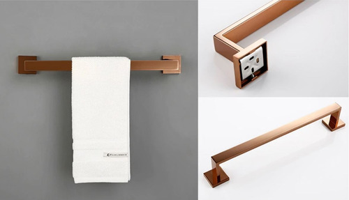 Imagem 9 de 10 de Kit Banheiro Rose Gold 4 Peças Inox 304 Cobre Papeleira