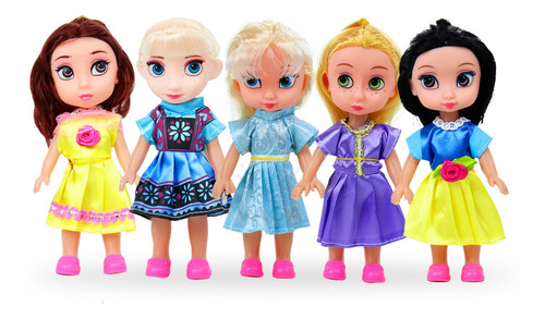 Set De 5 Muñecas Princesas Disney  Varios Personajes Vaga