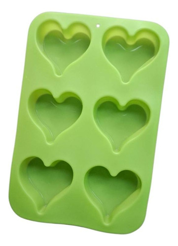 * Molde Silicon 6 Corazones San Valentin Choco Jabon Fondant