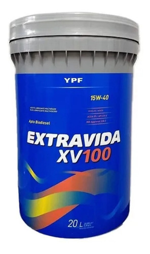 Imagen 1 de 3 de Ypf Extra Vida Xv 100 Sae 15w40 X 20 L Api Ch-4