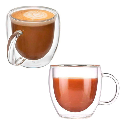 Xícaras Parede Dupla 250ml Café Expresso Chá Capuccino Kit 2