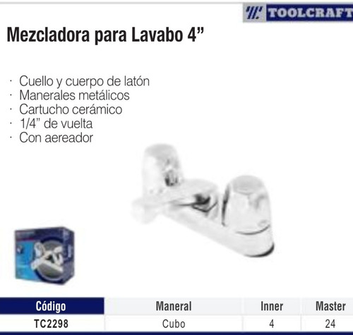 Mezcladora Lavabo Latón Cromado, Manerales De Cubo Toolcraft