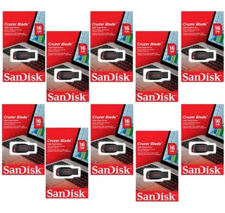 Paquete 10 Pzas Usb 16gb Sandisk 2.0 Sdcz50-016g-b35 /k Color Negro/Rojo