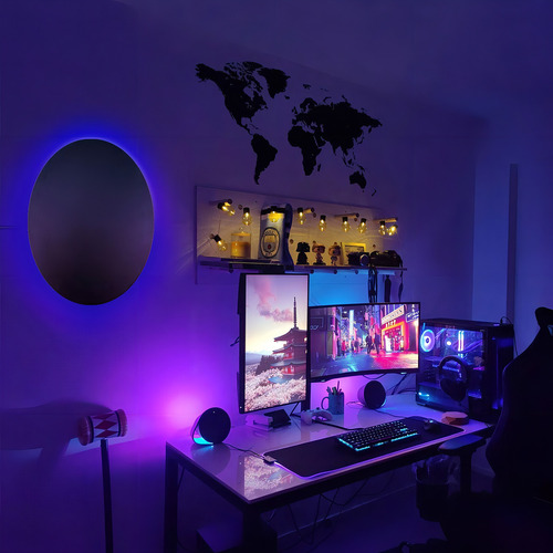 Eclipse Led Rgb E27 Aplique Circular 30cm Moderno Deco Estructura Negro